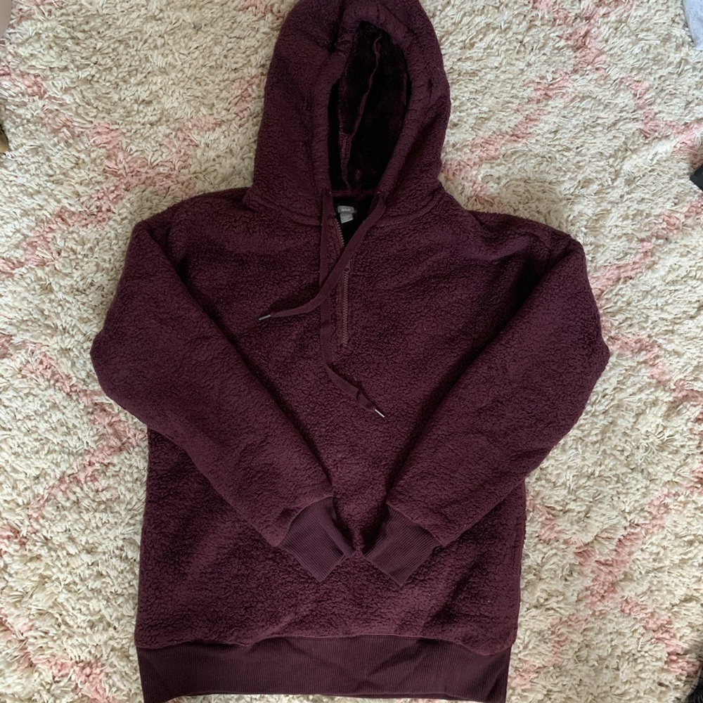 Maroon Aerie Sherpa quarter zip hoodie